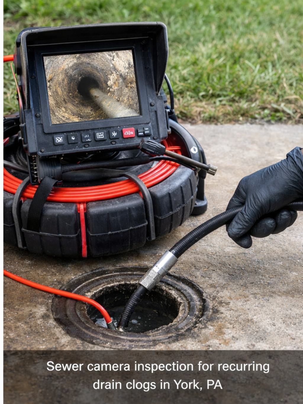 Sewer camera inspection for recurring drain clogs in York PA